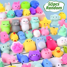 10/50PCS Mini Squishy Toys Mochi Squishies Kawaii Animal Pattern Stress Relief Squeeze Toy For Kids Boys Girls Birthday Gifts