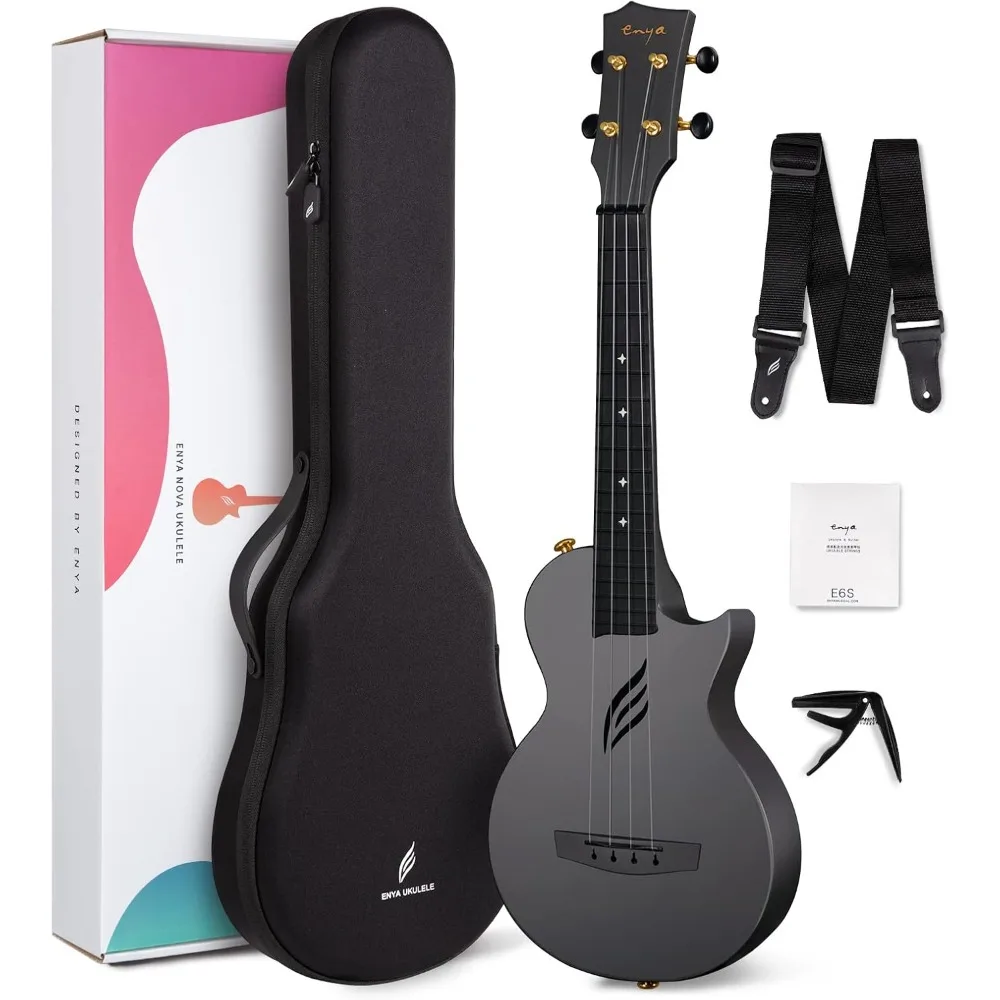 Enya Concert Ukulele Nova U 23&rsquo;&rsquo; Carbon Fiber Travel Ukulele with Beginner Kit Includes Online Lessons ukulele set