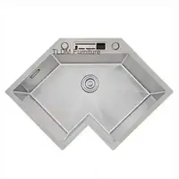 อ่างล้างจานมุมเดี่ยว รุ่นพิเศษ ทันสมัย สแตนเลส อ่างล้างจานครัวขนาดเล็ก อ่างล้างจานสำหรับอพาร์ทเมนต์ขนาดใหญ่ อ่างล้างจานครัวรูปตัว L พร้อมอุปกรณ์เสริม 5