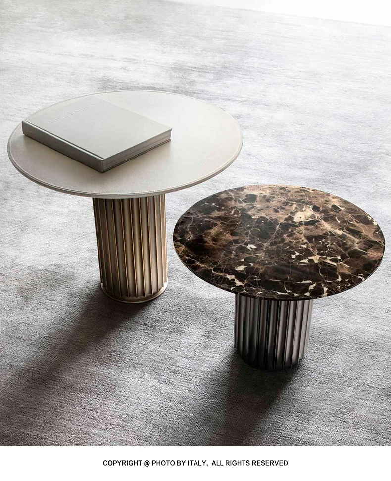 

Italian Post-Modern Corner Table Designer Light Luxury Villa Marble Hong Kong Style Side Table