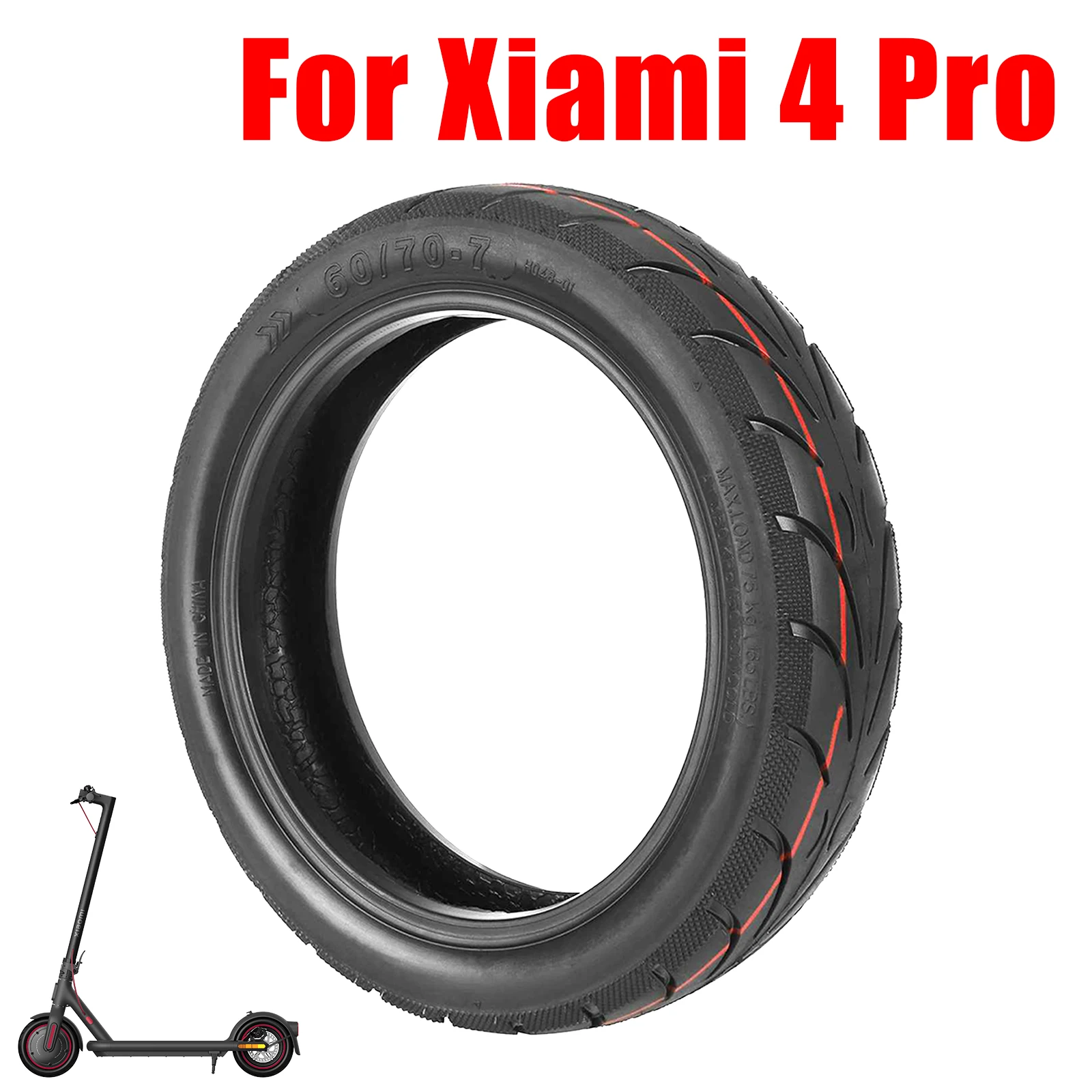 Neumático Sin Cámara 60/70-7.0 De 10 Pulgadas Para Xiaomi 4 Pro – Ligero, Antidesgaste Y Fácil De Instalar (1 Unidad)