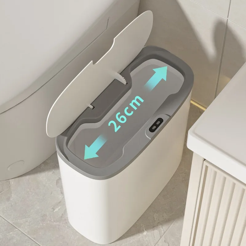 14L Bathroom Smart Trash Can Wall Mounted Waterproof Garbage Bin Automatic Sensor Wastebasket Narrow Dustbin for Kitchen Scd03e491b0b24218b81cdf81584ba251J