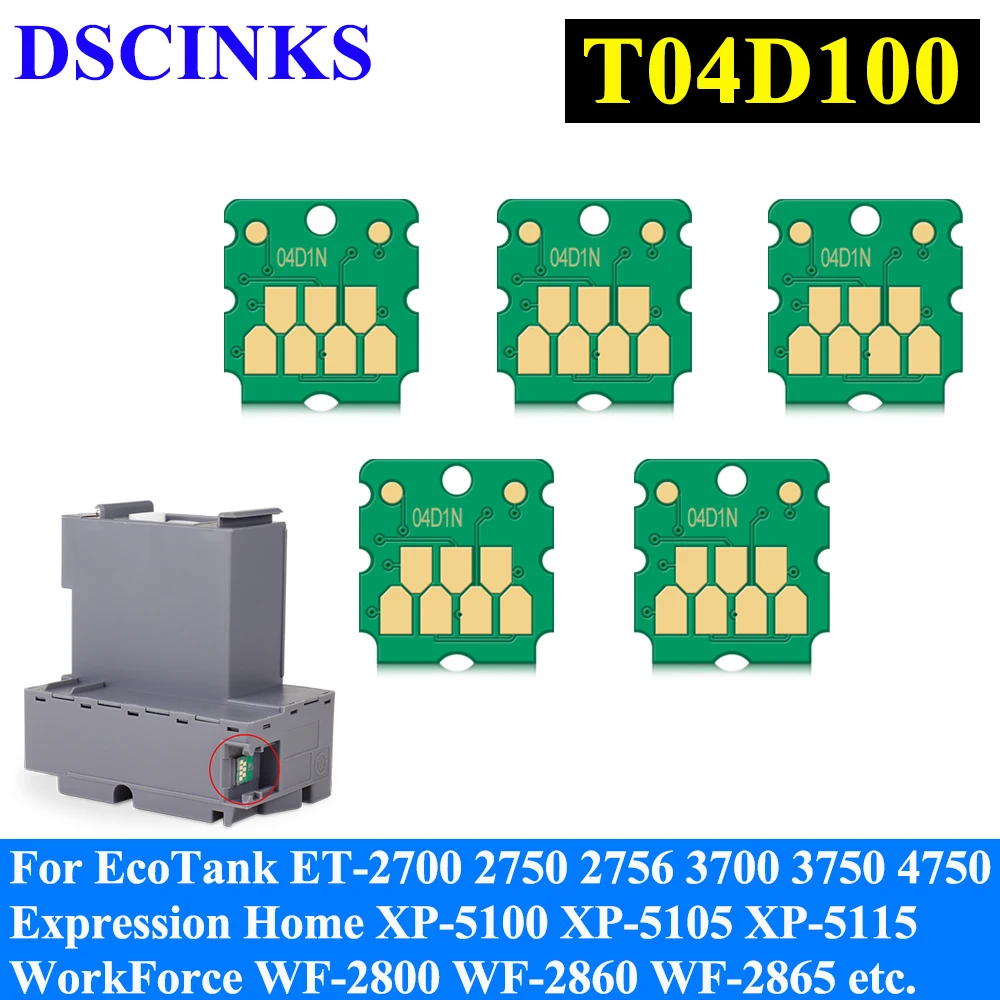 

Maintenance Tank Chip for Epson T04D100 EcoTank ET-2700 ET-2750 ET-2756 ET-3700 ET-3750 ET-4750 M1100 L6168 L6178 L6198