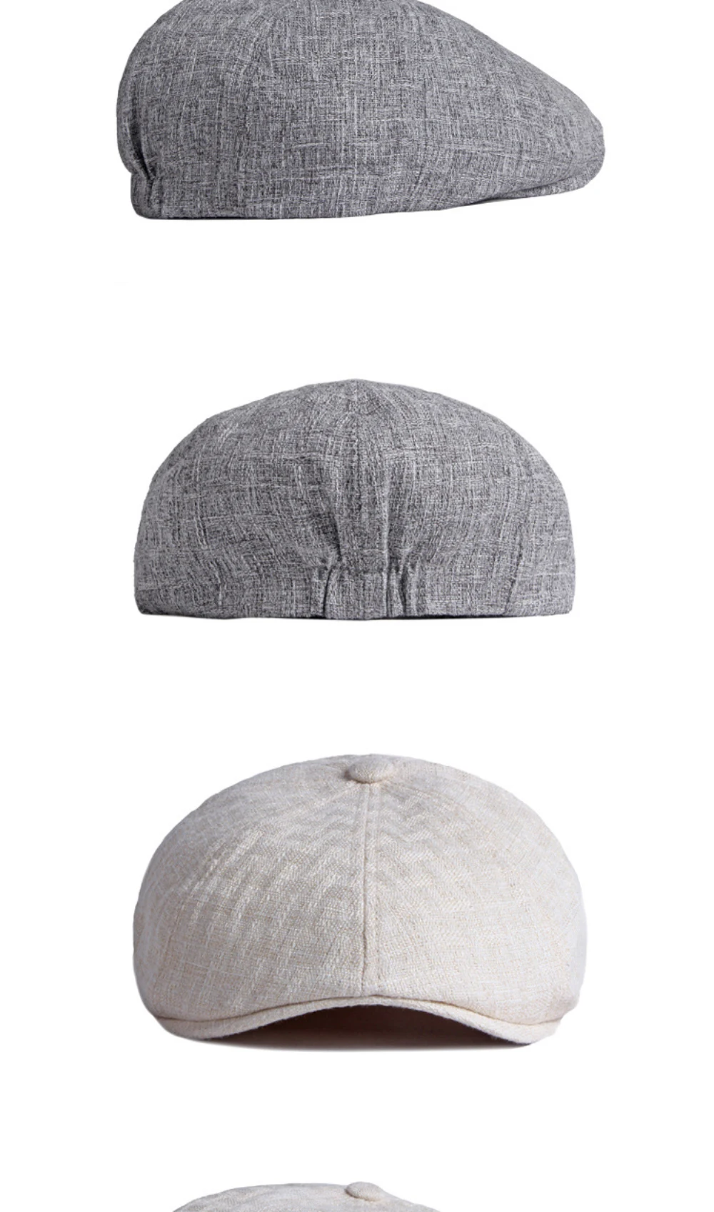 HT3658 Atmungsaktive Frühlings- und Sommermützen für Herren und Damen, Baumwolle-Leinen Verstellbare Ivy Flat Cap, Unisex Achteckige Baskenmützen – Detail 6