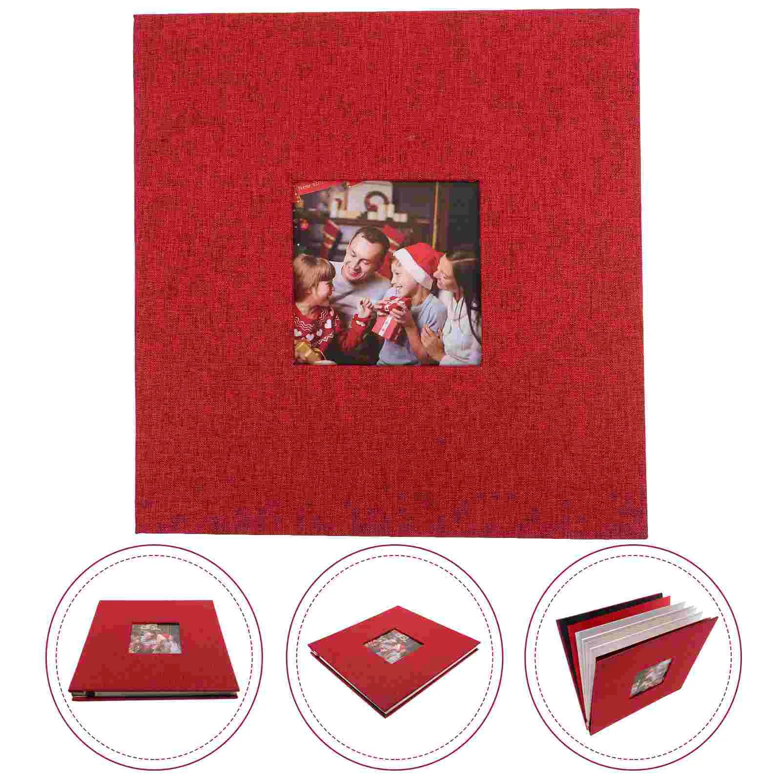 

Picture Album Adhesive Film Window Type Linen Cover Photo Album for DIY