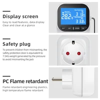 Digital Temperature Controller Socket Outlet EU Plug Thermostat With Timer Sensor Probe Heating Cooling Switch 16A Backlight - Image 5