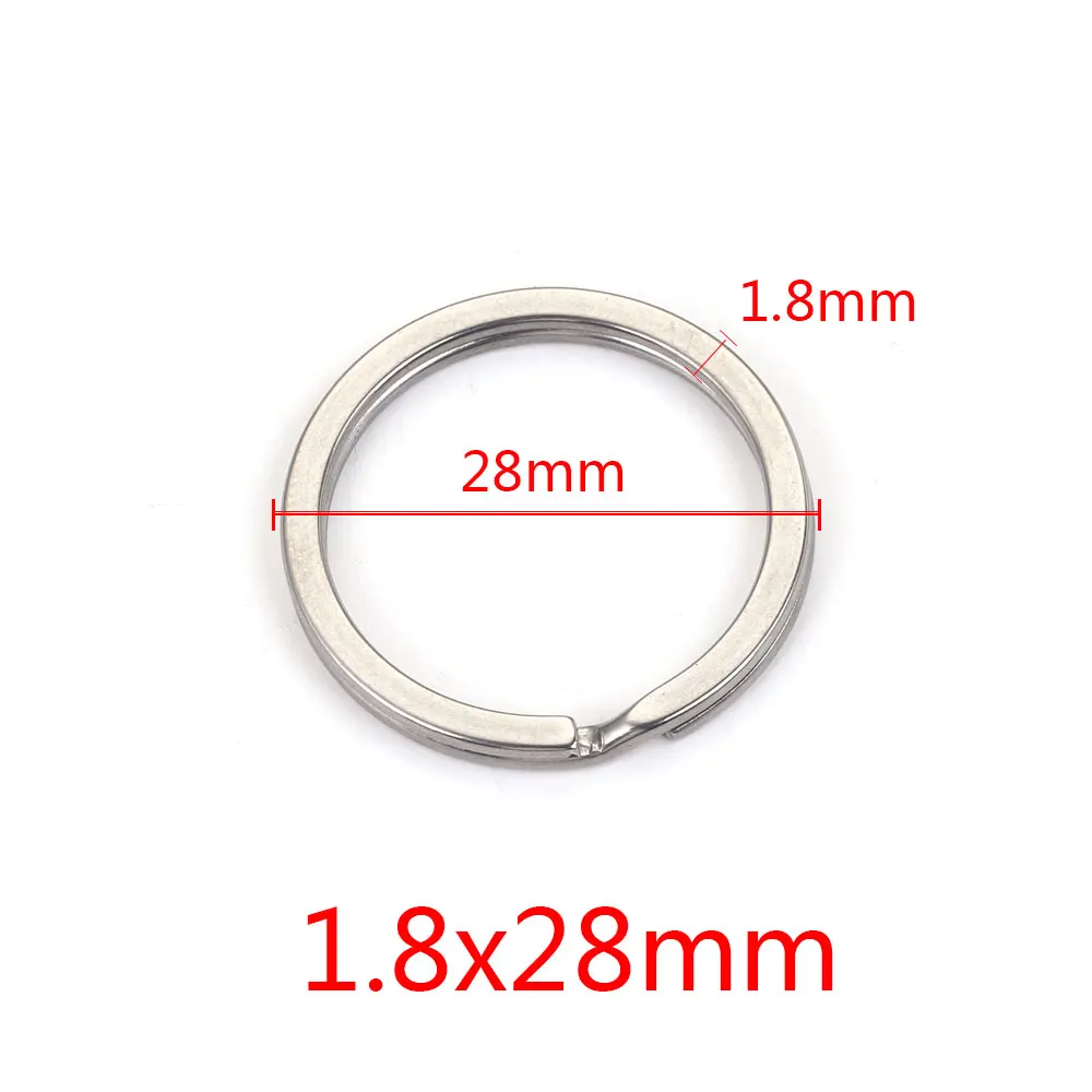 10 Stück Edelstahl-Schlüsselanhänger für Schlüssel 15–35 mm, rund, flache Linie, Schlüsselhalter, geteilte Metallringe, Schlüsselanhänger, Schlüsselanhänger-Herstellungszubehör – Detail 15