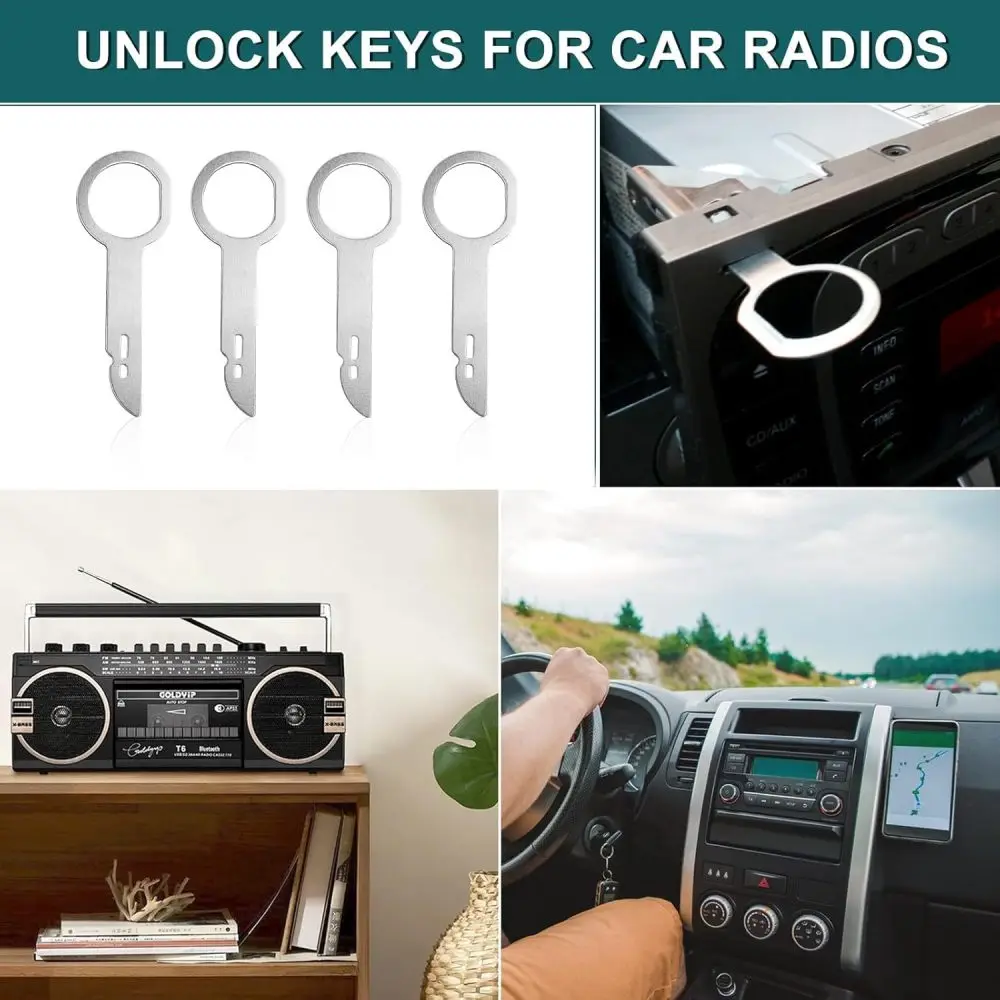 4Pcs Radio Stereo Entfernung Extractor Schlüssel Release Pin Kopf Einheit Audio Installieren Werkzeug Für Volkswagen Audi Mercedes Benz BMW Auto teile – Detail 2
