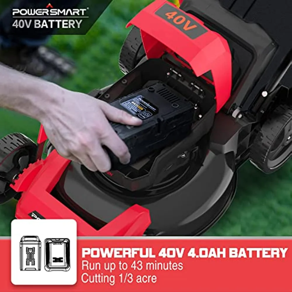 PowerSmart Lawn Mower Battery Powered with Bag, 17 Inch 3in1 with 40V
