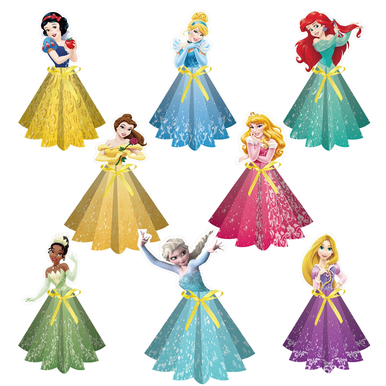 Disney Six Princess Table Happy Birthday Party Decorations Baby Shower Princess Desktop Decor Happy Kids Girls Birthday Party
