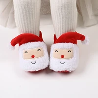 Pudcoco Infant Baby Girls Boys Winter Snow Boots Christmas Cartoon Santa Claus Warm Baby Walking Shoes for Home, Party Wear 6