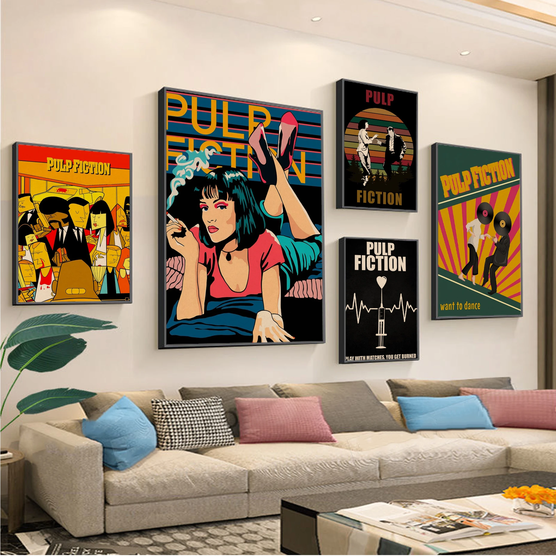 Vintage Classic Movie Pulp Fiction Classic Anime Poster For Living Room Bar  Decoration Room Wall Decor| | - AliExpress