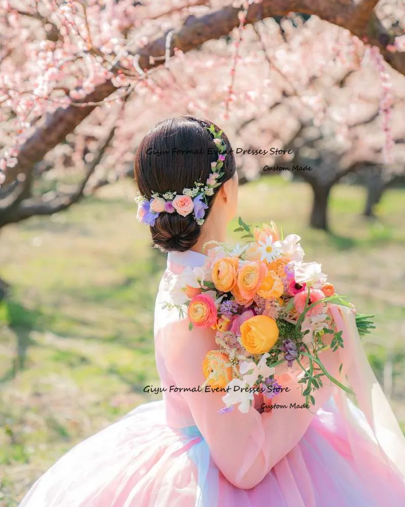 Giyu Korea Hanbok Wedding Dresses Photoshoot Long Sleeves Princess Bride Dress Formal Occasion Dress Custom Made Floor Length 4