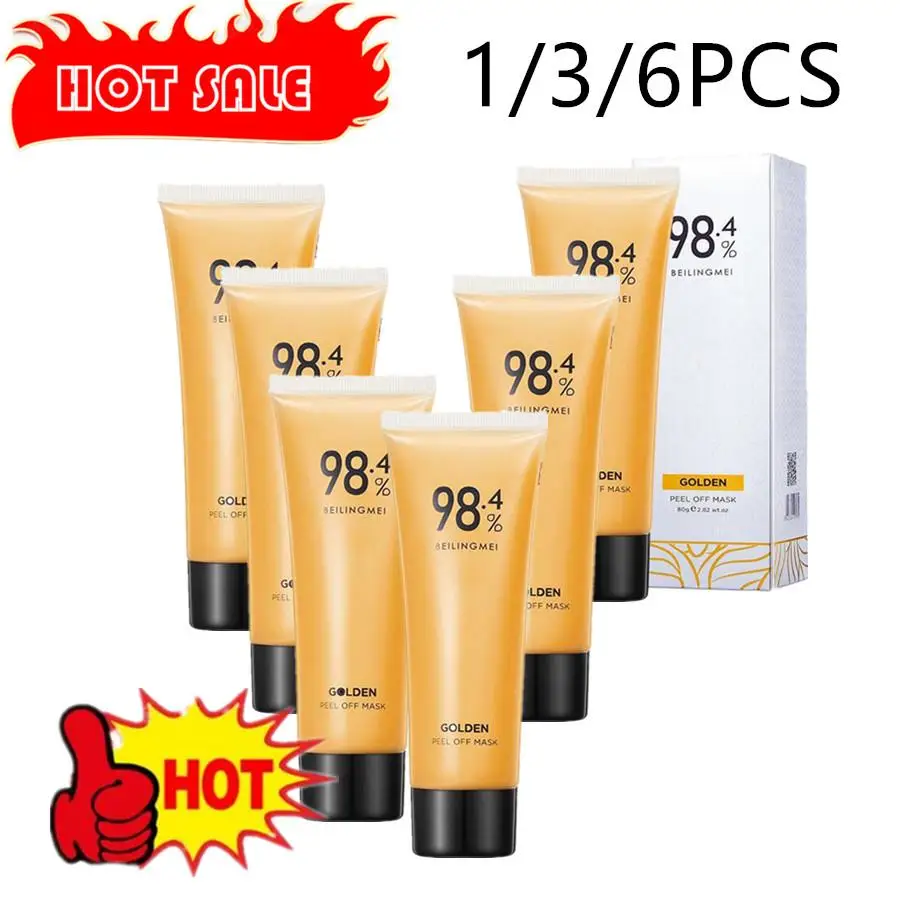 1/3/6PCS 98.4% Beilingmei Gold Foil Peel-Off Mask Gold Foil Peel-Off Masque Firming facial mask for Rough Large Pores for Women