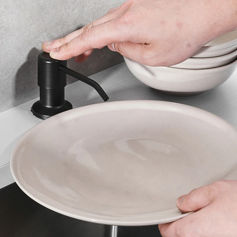 Black Stainless Steel Sink Soap Dispenser ABS Plastic Bottle Pump Hand Liquid Soap Dispenser
