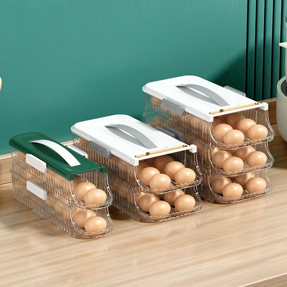 1/2/3 Layer Fridge Egg Storage Box Automatic Rolling Eggs Holder Rack Refrigerator Eggs Dispenser Kitchen Egg Organizer Holder 4