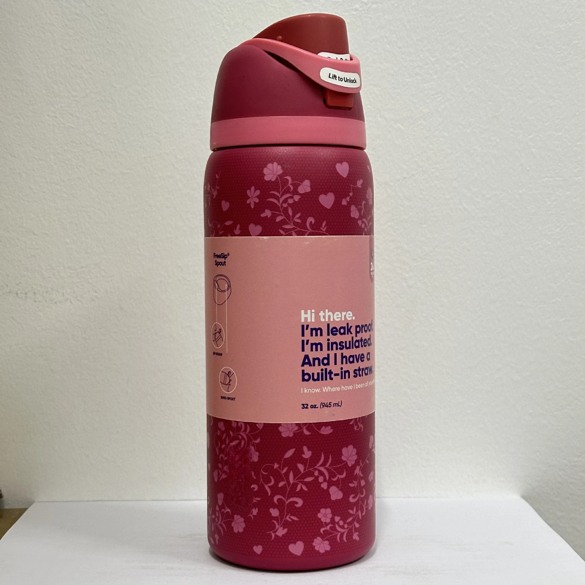 32oz Stainless Steel Vacuum Insulated Water Bottle with Straw and Leak-Proof Lid