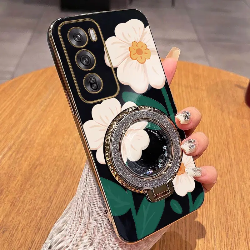 Elegant White Floral Plating Phone Case Cover