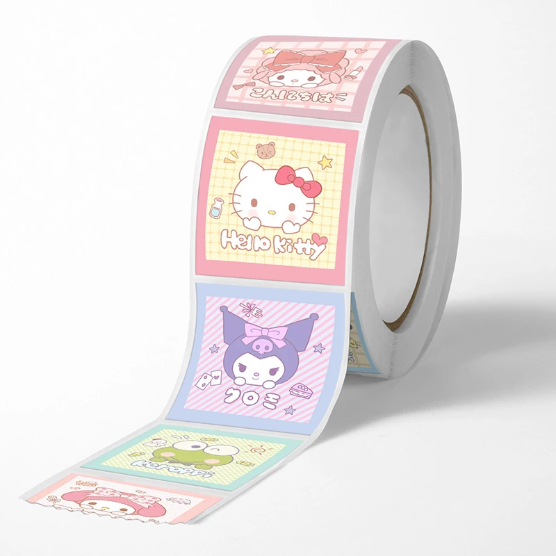 

500pcs/Roll Sanrio Kawaii Anime Paste Decorative Hand Account Stickers Sealing Tape Cute Cartoon Self-Adhesive Stickers