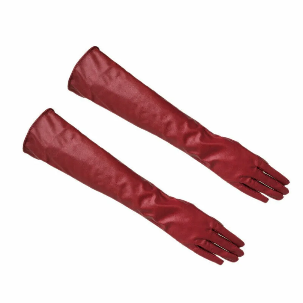 Gloves Women Long Elbow Evening Party Soft Leather Ladies Lined Warm Winter