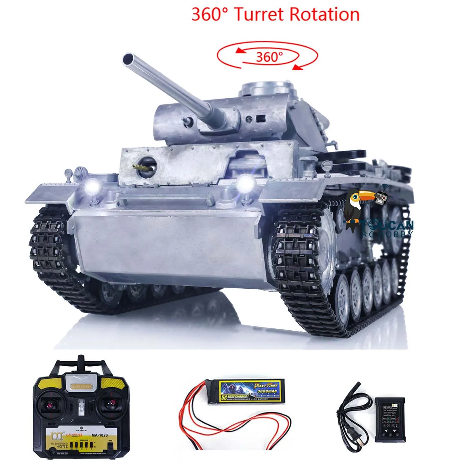메탈 마토 1/16 Panzer III RTR RC 탱크 BB 슈팅 펠렛 메탈 Clolor 1223 장난감 용 원격 제어 자동차 TH00653-SMT4