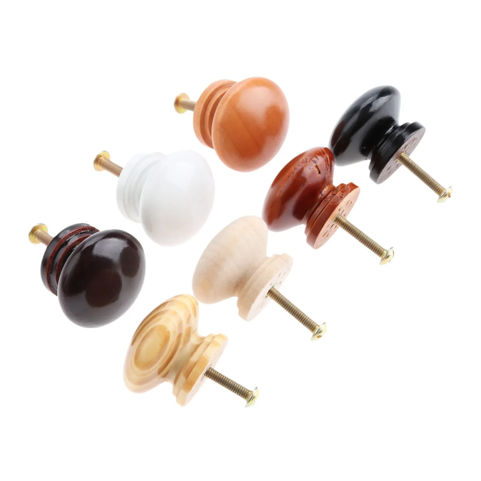 Round Mushroom Wooden Knobs and Handles Wardrobe Cabinet Drawer Dresser Closet Cupboard Pulls Kitchen Hardware 5Pcs