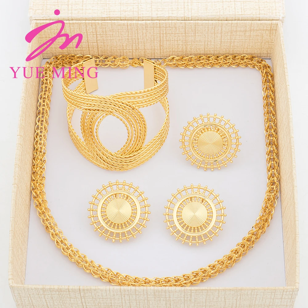 

Jewelry Set Gift Box For Women Cuff Bangles Adjustable Ring Pendant Necklace Geometry Earrings Weddings Party Jewelry Accessory