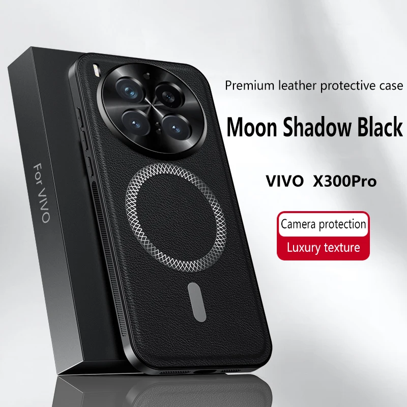Luxury Leather Texture Magnetic Case - Wireless Charging Compatible, Business Style Bumper Back Cover