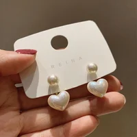 New Fashion love Heart Pearl Earrings for Women Sweet Elegant Temperament Drop Earring Trend Jewelry Accessories - Image 3
