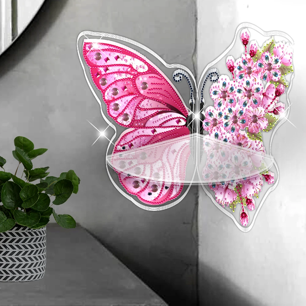 Butterfly Diamond Painting Corner Shelf Storage Rack Acrylic Diamond Painting Storage Rack for Wall Decor Storage