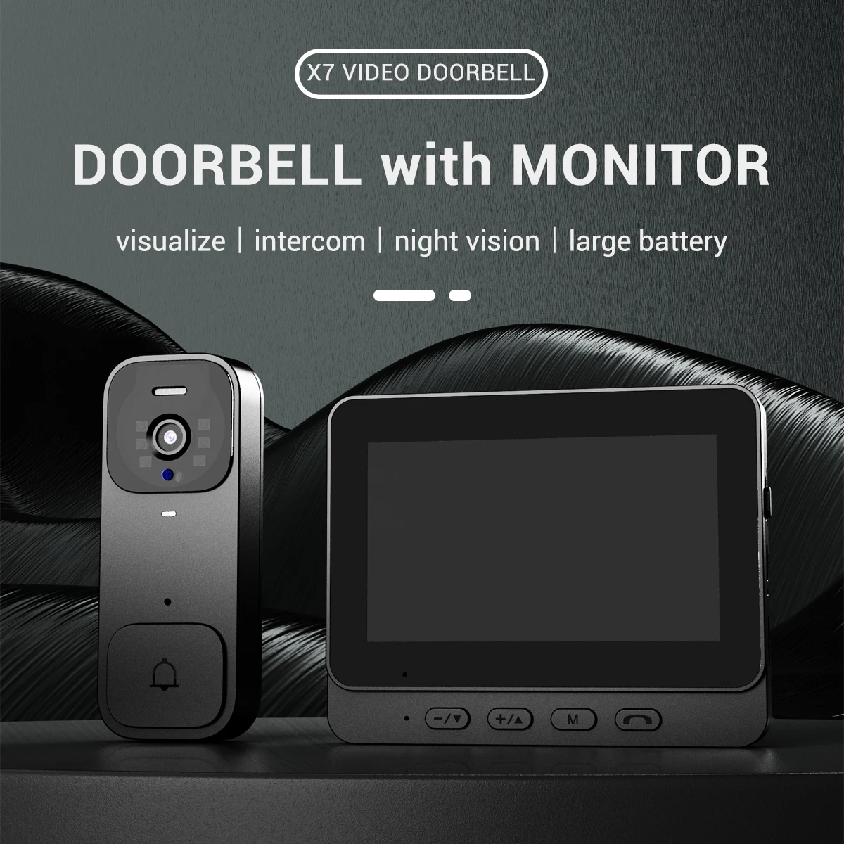 Home Security Smart Video Doorbell 4.3-inch Screen 2-Way Intercom HD ...