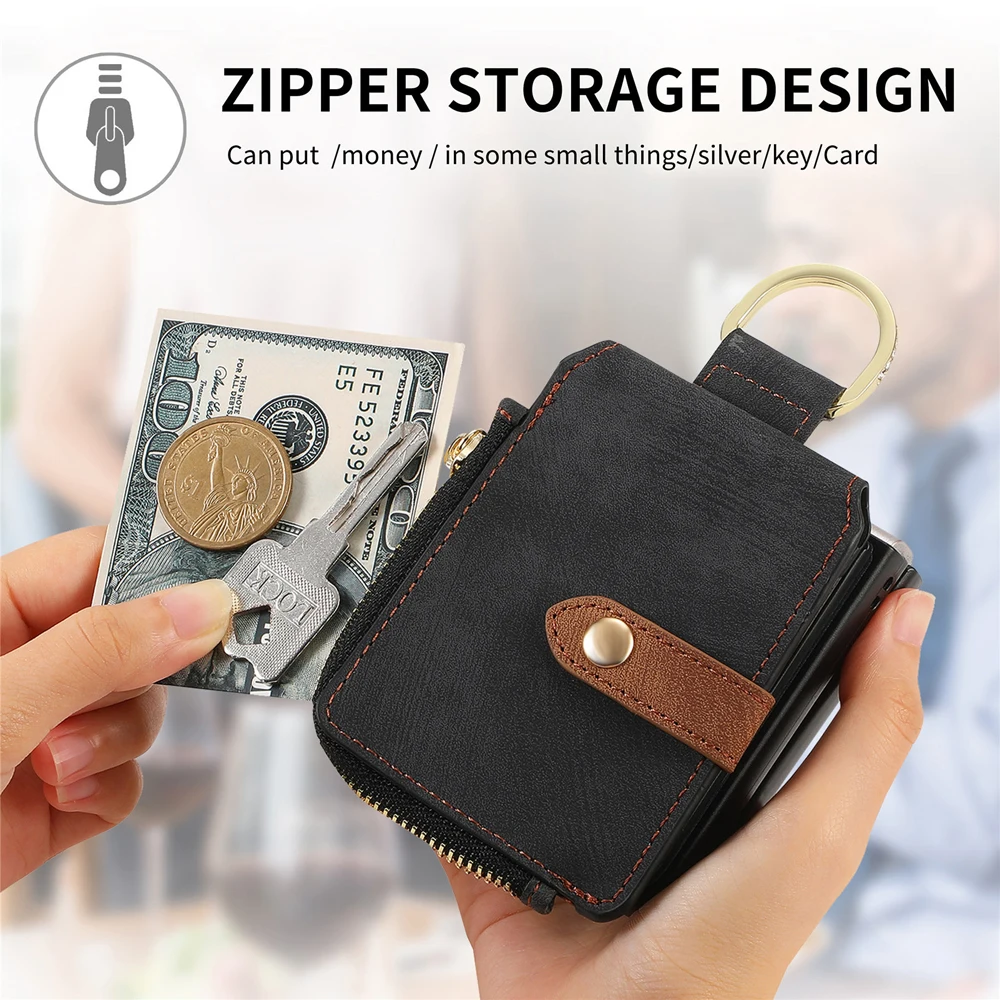 Luxury Leather Wallet Phone Case with Ring and Card Holder