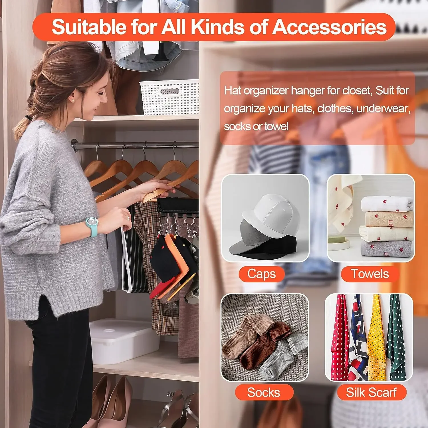 Foldable Hat Hanger Fabric Cap Towel Holders Stainless Steel Clips Multifunctional Clothes Hanger Wardrobe Clothing Organization 2