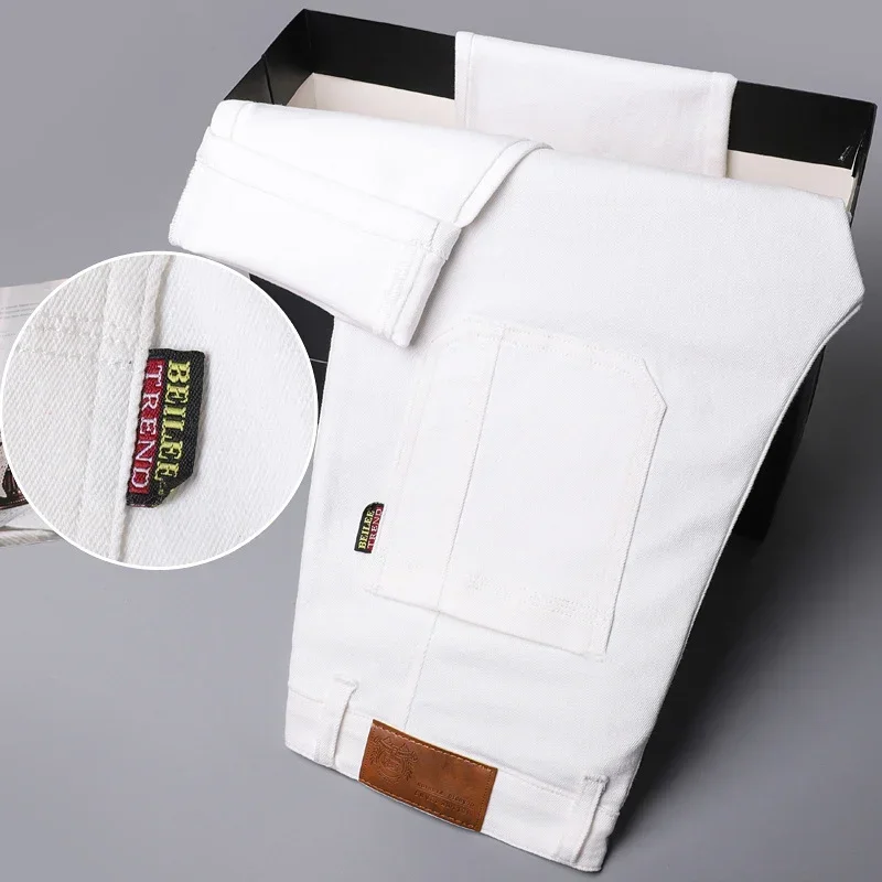 Men White Khaki Fabric Cotton Joggers Cargo Pants Classic Style Slim Trousers Male Brand Clothing Korea High Quality Y2K Jeans 4