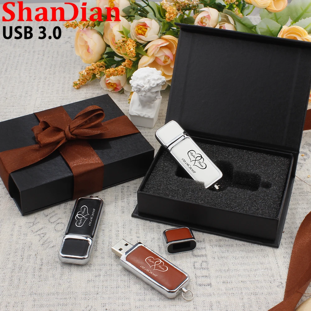 

SHANDIAN кожаный Usb флеш-накопитель, 64 ГБ, 32 ГБ, 16 ГБ