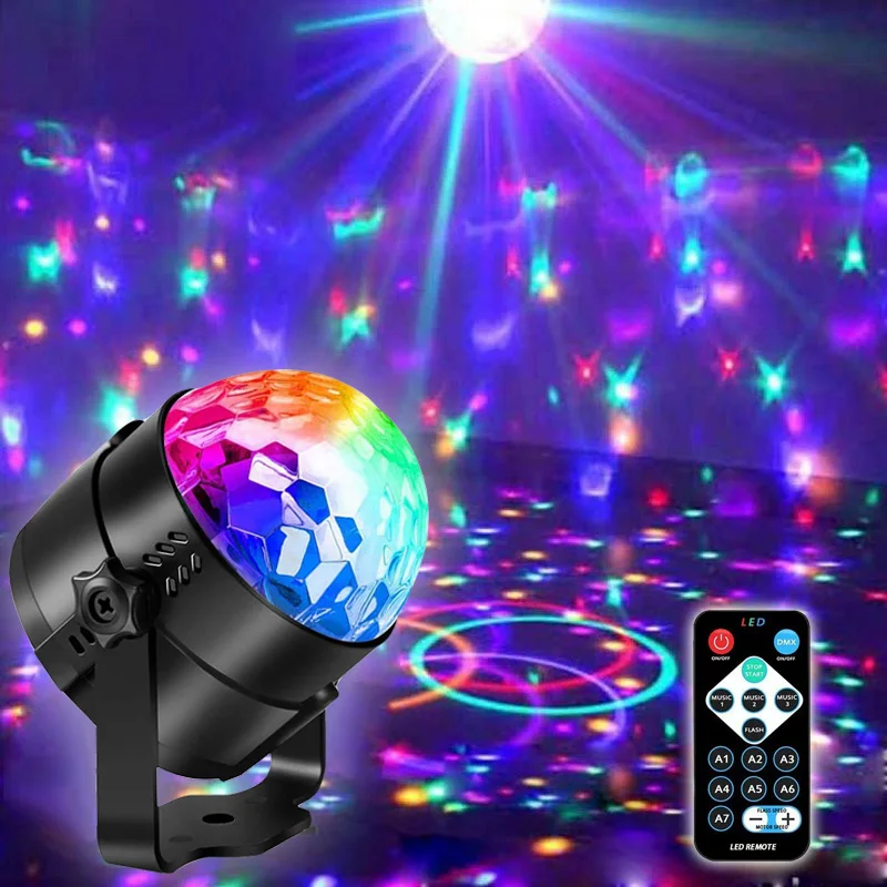 Disco Ball Party Lights Portable Rotating Light Sound Activated LED Strobe  Light