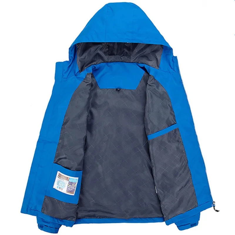 Men's Hooded Outdoor Hiking Waterproof Windbreaker Jacket Adjustable Drawstring Casual Sportswear raincoat and rainpants suit men reflective hoodie
