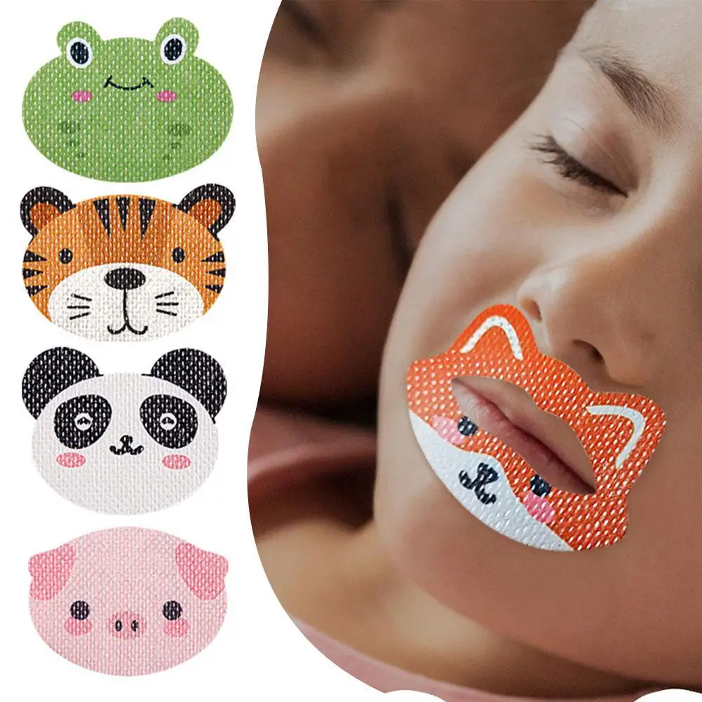 

30Pcs Sleep Strips Anti-Snoring Mouth Tape Cartoon Animals Sleep Sticker Children Snore Reducing Aids Nose Breathing Sticker