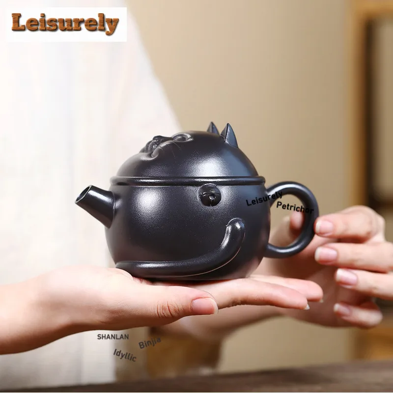 280ml Boutique Yixing Purple Clay Teapots Handmade Large Caliber Cat Pot Raw Ore Stone Yellow Mud Kettle Zisha Tea Set Teaware
