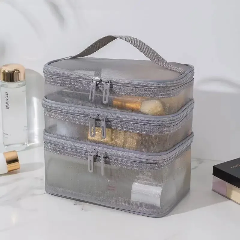 Spacious Nylon Mesh Cosmetic and Toiletry Travel Organizer