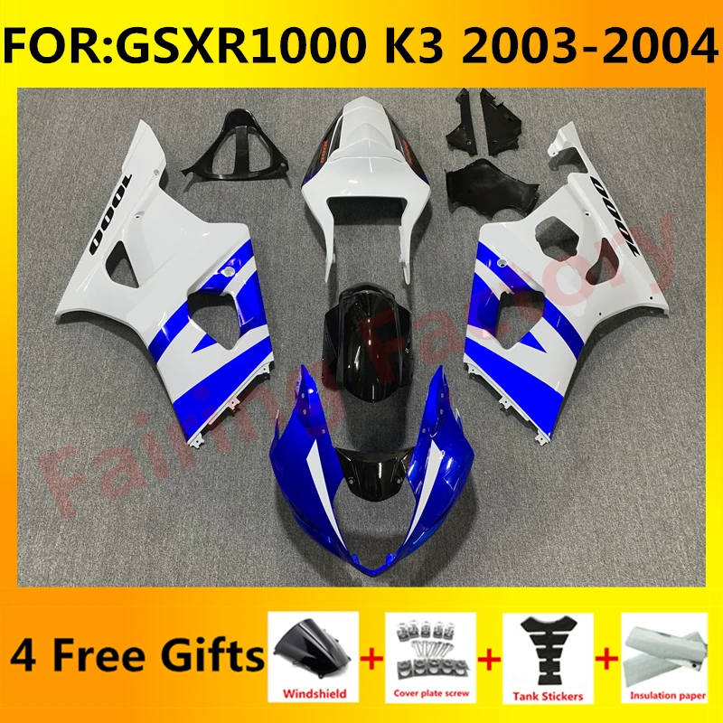 

NEW ABS Motorcycle Whole Fairing kit fit for GSXR1000 GSXR 1000 03 04 GSX-R1000 K3 2003 2004 full Fairings kits set blue white