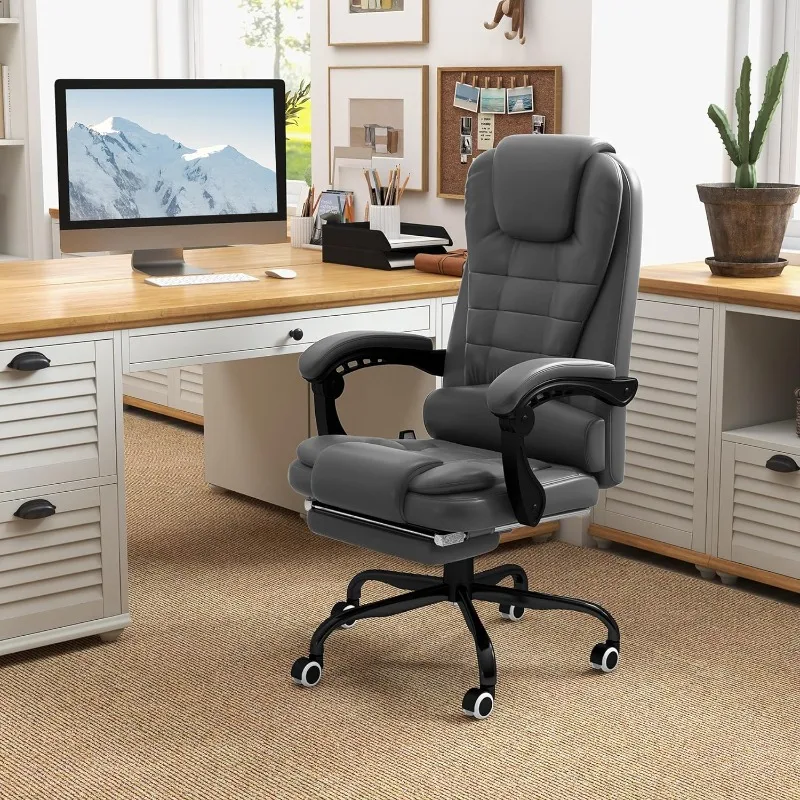 Vibrating Massage Office Chair, High Back Executive Recliner with Lumbar Support, Footrest, Reclining Back, Adjustable Height 2