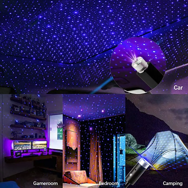 Lumière Led De Voiture Sans Fil, Intérieur De Voiture Rechargeable Par Usb  Rvb, Lumière D'ambiance De Ciel Étoilé, Plafond De Voiture Télécommandé,  Décorations Sous Le Tableau De Bord Et Étoiles