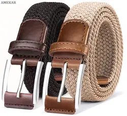 Belt for Men 2Units,Woven Stretch Braided Belt Gift-boxed Golf Casual Pants Jeans Belts,Width 1 3/8