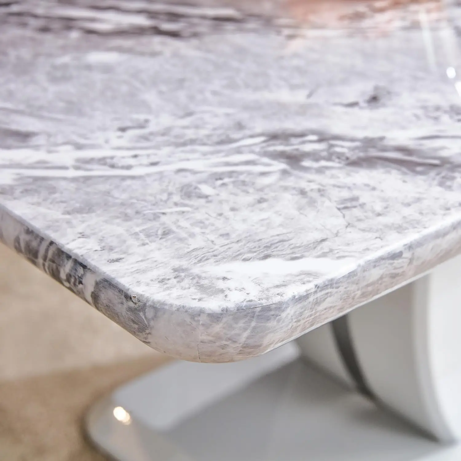 Modern Coffee Table Faux Marble Desktop Rectangular Center Table Tea Table Accent Furniture for Living Room Simple Assembly 47.2 6