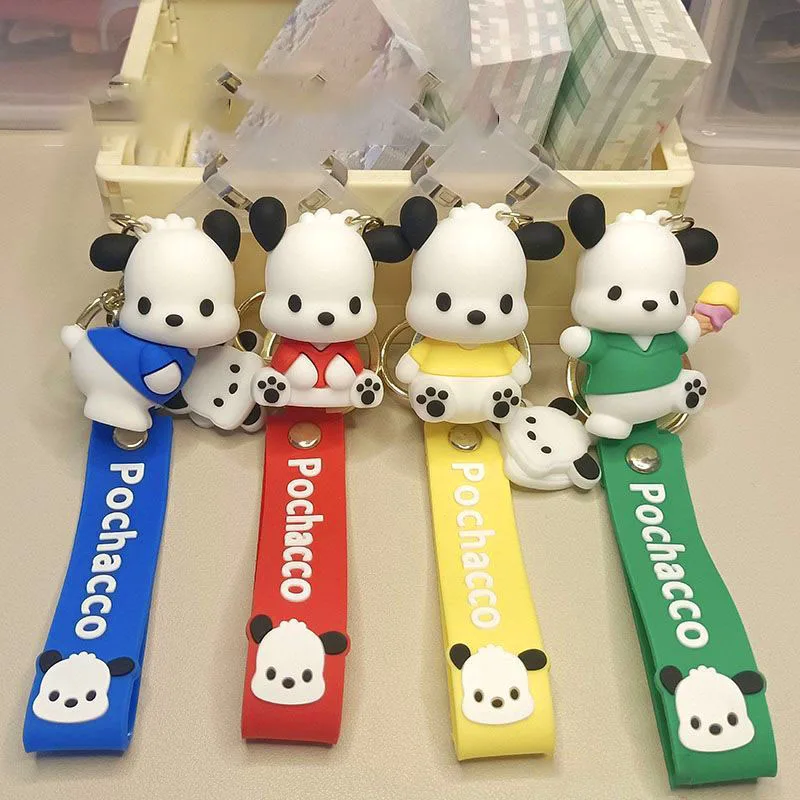 

Kawaii Pochacco Anime Sanrios Accessories Hanging Piece Cartoon Cute Girl Heart Car Silicone Anti Loss Keychain Pendant Toy Gift