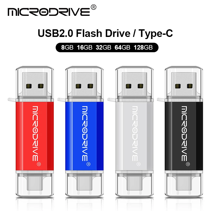 OTG 2 IN 1 pendrive 128GB 64GB 32GB 16GB Type-C pen drive 8GB 4GB flash usb pen Key flash stick business Gift USB Flash Drive Flash Drive Type C Pendrive