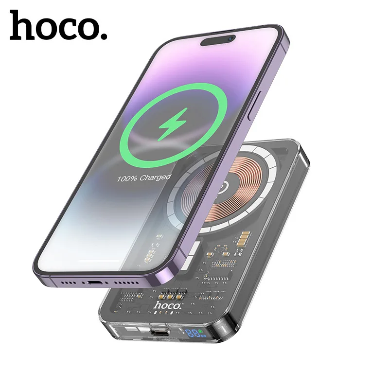 

HOCO Magnetic Wireless Power Bank 5000mAh 20W Fast Charge Transparent Crystal Power Bank for iPhone 14 13 12 Pro max