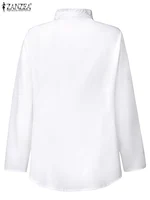 ZANZEA femmes élégantes Blouse volants hauts mode chemises à manches longues volants Blusas élégant OL chemise de travail femme Blouses blanches 4