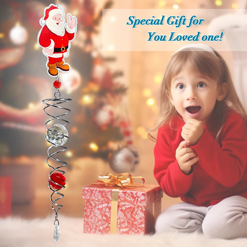 PSATHENATI Gift Exquisite Christmas Santa Claus Claspiral Memorial Wind Spinner Christmas Gifts Stainless Steel Wind Chime 22in